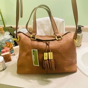 YANI BROWN TAUPE PEBBLED LEATHER WOMENS NWT CROSSBODY - EXCELLENT